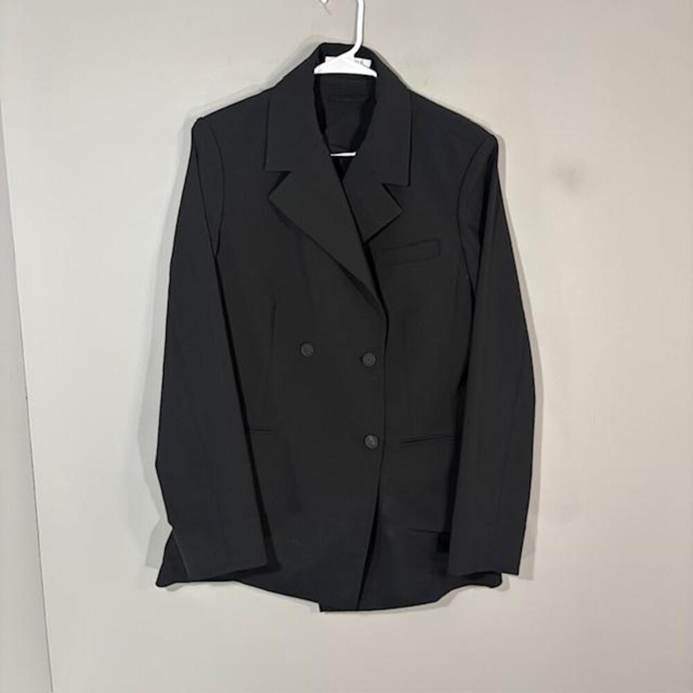 MM.LaFleur Blazer Womens 10 Black Four Button Tailored Double Breasted Jacket